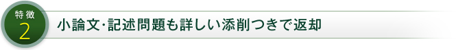 小論文・記述問題も詳しい添削つきで返却